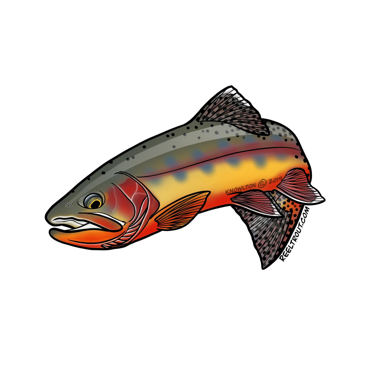 Golden Trout vinyl decal sticker || fly fishing art, lodge, cabin, boat, canoe, watercraft, outdoors